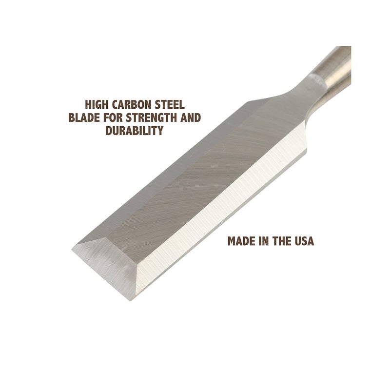 Buck Bros. Buck Brothers 120106BC 1 Inch Wood Chisel Made in USA, For Paring and Finishing Cuts in Carpentry and Woodworking, Tempered Tool Steel Blade, Mallet-Safe Handle - Image 4